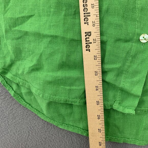 Meo Meli Button Up Shirt Womens Large Green Linen Cap Sleeve Made Italy - Picture 5 of 8